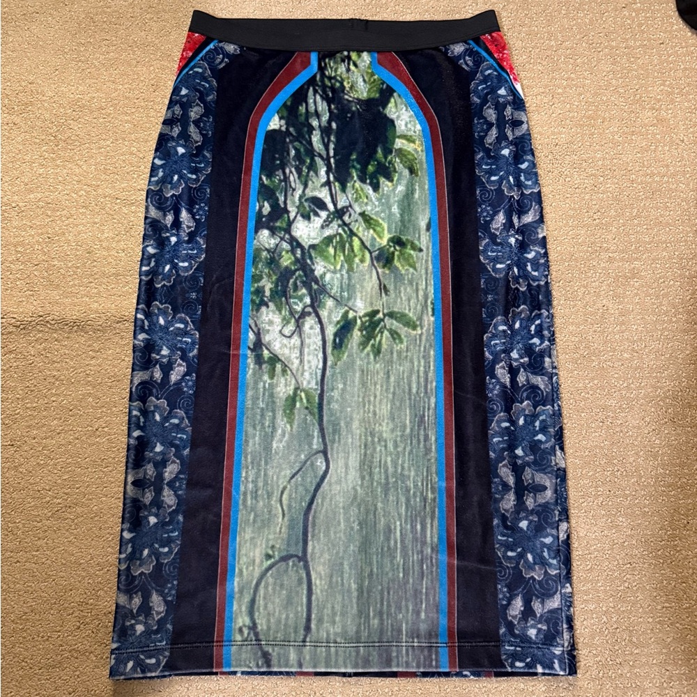 Clover Canyon Blue and Red Printed Skirt